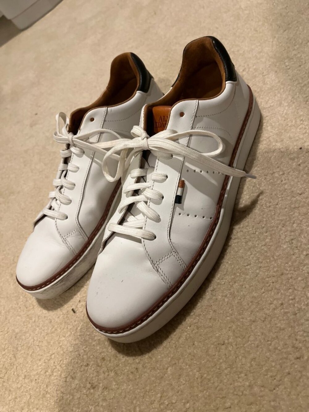 Allen Edmonds Alpha White Leather Sneakers Mens 10.5 D
